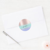 Naam Bridal OMBRE. Dank Blue Ocean Roos Ronde Sticker (Envelop)