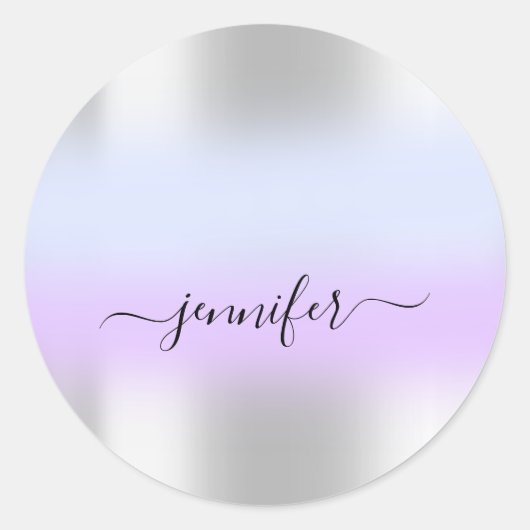 Naam Bridal OMBRE. Dank Paarse Blue Silver Ronde Sticker (Voorkant)