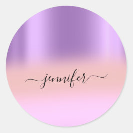 Naam Bridal OMBRE Minimalisme Roze Roze Paars Ronde Sticker