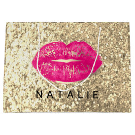 Naam Bridal Pink Kiss Lips Glitter Champagne Gold Groot Cadeauzakje