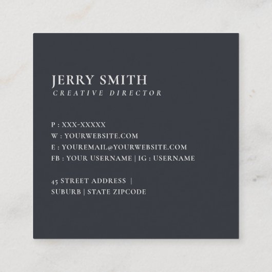 NAAM BRIEF VAN ZFT BLUSH BLUE FLORAL ALPHABETS I VIERKANTE VISITEKAARTJE (Achterkant)