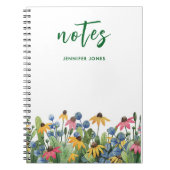 Naam, Bright Waterverf Wildflowers Border Notitieboek (Voorkant)