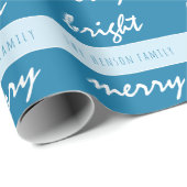 Naam BrightStor Script Blue-kerstfamilie Cadeaupapier (Rol Hoek)