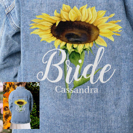 Naam bruid Geel Zonnebloemen Bloemen Bloemen Bruil Denim Jacket
