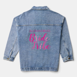 Naam Bruid Heet Roze Typografie Bachelorette-feest Denim Jacket