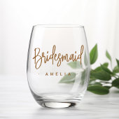 Naam bruidsmeisje elegante kalligrafie script wijnglas zonder voet