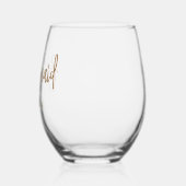 Naam bruidsmeisje elegante kalligrafie script wijnglas zonder voet (Links)