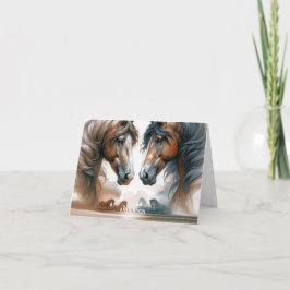 Naam Bruin Mooie Paarden Gevouwen Notitiekaartje