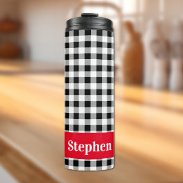 Naam Buffalo Check Rode Accent 12oz Thermische Bek Thermosbeker
