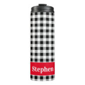 Naam Buffalo Check Rode Accent 12oz Thermische Bek Thermosbeker (Voorkant)