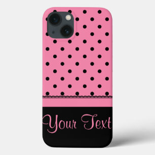 Naam Buis Sok Zwart Polka Stippen hete roze iPhone 13 Hoesje