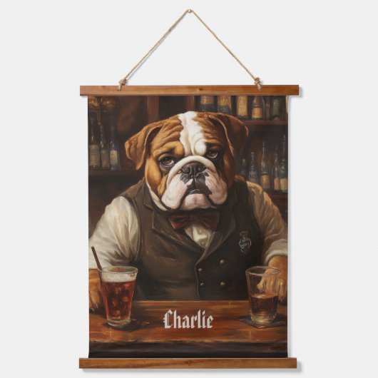 Naam Bulldog Bartender Hangend Wandkleed (Voorkant)