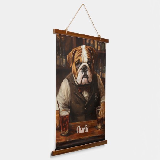 Naam Bulldog Bartender Hangend Wandkleed (Gebogen)
