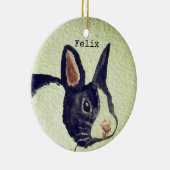 Naam Bunny rabbit Pet Animal Waterverf Keramisch Ornament (Rechts)