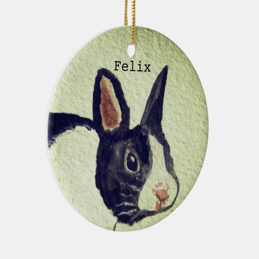 Naam Bunny rabbit Pet Animal Waterverf Keramisch Ornament (Rechts)