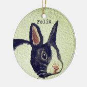 Naam Bunny rabbit Pet Animal Waterverf Keramisch Ornament (Links)