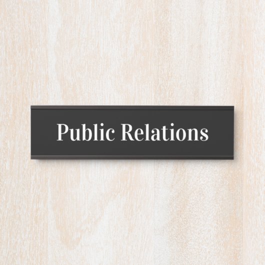 Naam Business Department Zwart-wit Tekst Deurbordje (Voorkant)