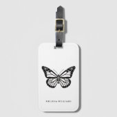 Naam Butterfly Black and White Bagagelabel (Voorkant (verticaal))