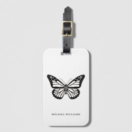 Naam Butterfly Black and White Bagagelabel