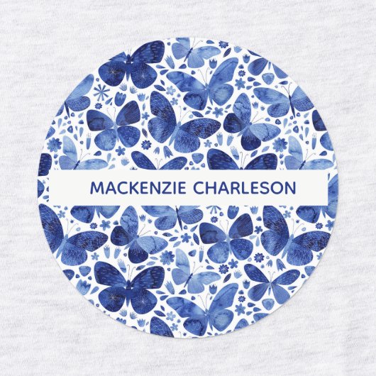 Naam Butterfly Blue Pattern Labels (Design 1)