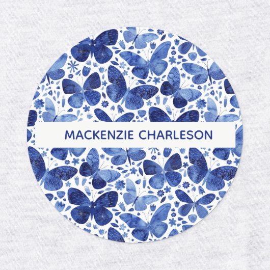 Naam Butterfly Blue Pattern Labels (Design 2)