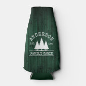 Naam Cabin Familie Rustic Green Wood Forest Flesjeskoeler (Voorkant)