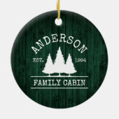 Naam Cabin Familie Rustic Green Wood Forest Keramisch Ornament (Achterkant)