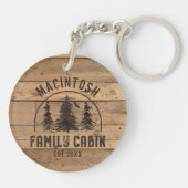 Naam Cabin Rustic Wood Gepersonaliseerd Sleutelhanger (Achterkant)