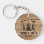 Naam Cabin Rustic Wood Gepersonaliseerd Sleutelhanger (Voorkant)
