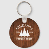 Naam Cabin Rustic Wood Sleutelhanger (Voorkant)