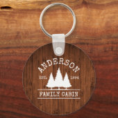 Naam Cabin Rustic Wood Sleutelhanger (Voorkant)