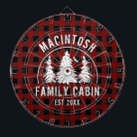 Naam Cabine Familie Rood Buffalo Pset Dartbord<br><div class="desc">Creëer een gepersonaliseerd dartboard met rustige rode en zwarte buffelvlek en een afbeelding bospijnbomen in de bossen met uw aangepaste tekst in wit (getoond met NAAM FAMILIE CABIN en jaar vastgestelde datum). Alle tekst kan worden bewerkt. Ideaal voor een huishut, bergkam, meerhok of vakantieverhuur. BIJSTAND: Neem contact op met de...</div>