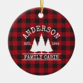 Naam Cabine Familie Rood Buffalo Pset Keramisch Ornament (Voorkant)