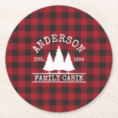 Naam Cabine Familie Rood Buffalo Pset Ronde Kartonnen Onderzetter (Voorkant)