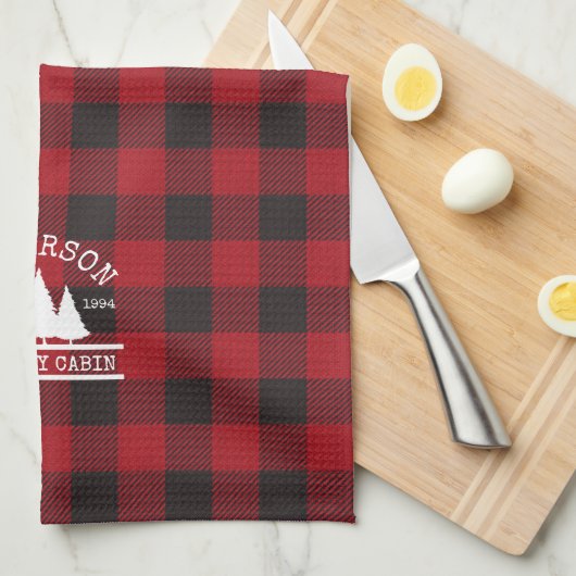 Naam Cabine Familie Rood Buffalo Pset Theedoek (Quarter Fold)