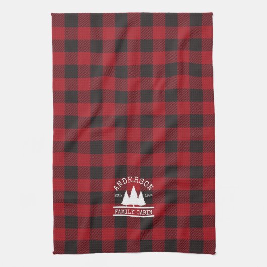 Naam Cabine Familie Rood Buffalo Pset Theedoek (Verticaal)