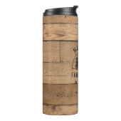 Naam cabine Familie Rustic Wood Gepersonaliseerd Thermosbeker (Gedraaid links)
