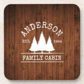 Naam cabine Familie Rustisch Houtbos Bier Onderzetter (Voorkant)