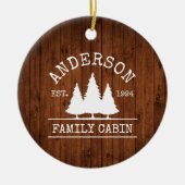 Naam cabine Familie Rustisch Houtbos Keramisch Ornament (Voorkant)