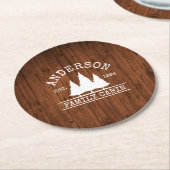 Naam cabine Familie Rustisch Houtbos Ronde Kartonnen Onderzetter (Gebogen)