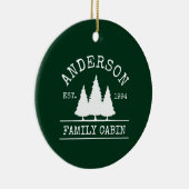 Naam Cabine Familienaam Forest Green Keramisch Ornament (Rechts)