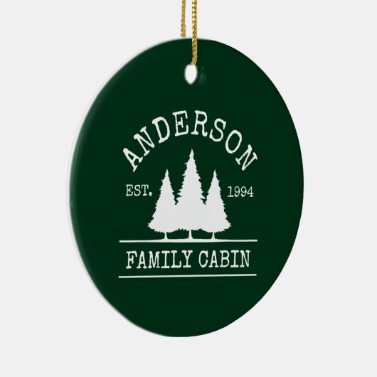 Naam Cabine Familienaam Forest Green Keramisch Ornament (Rechts)