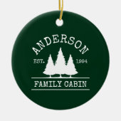 Naam Cabine Familienaam Forest Green Keramisch Ornament (Voorkant)