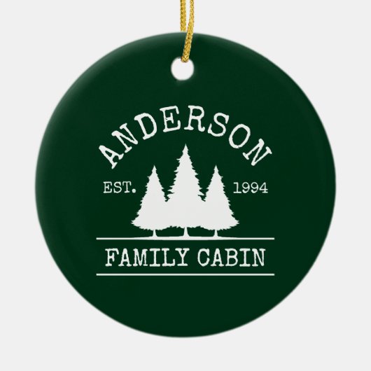 Naam Cabine Familienaam Forest Green Keramisch Ornament (Voorkant)