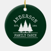 Naam Cabine Familienaam Forest Green Keramisch Ornament (Achterkant)