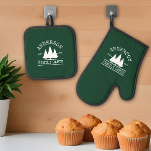 Naam Cabine Familienaam Forest Green Ovenwant & Pannenlap Set