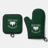 Naam Cabine Familienaam Forest Green Ovenwant & Pannenlap Set (Voorkant)