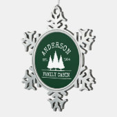 Naam Cabine Familienaam Forest Green Tin Sneeuwvlok Ornament (Rechts)