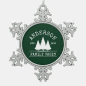 Naam Cabine Familienaam Forest Green Tin Sneeuwvlok Ornament (Voorkant)
