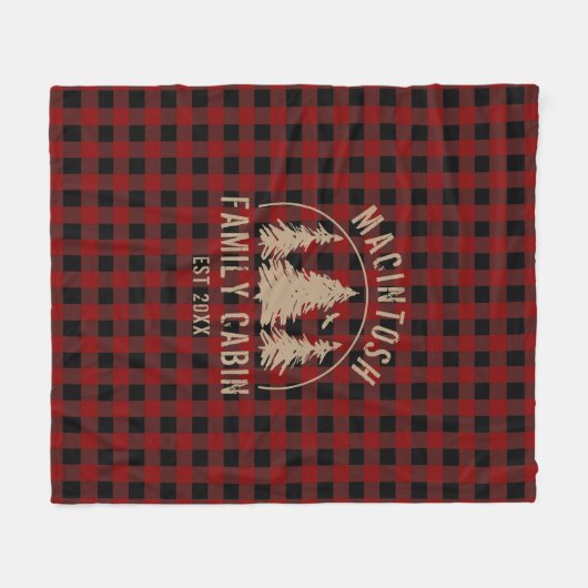 Naam cabinegezin Rustic Red Black Buffalo Pset Fleece Deken (Voorkant (Horizontaal))